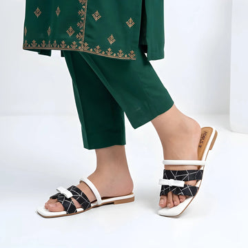 Noir Double Strap Slide - White