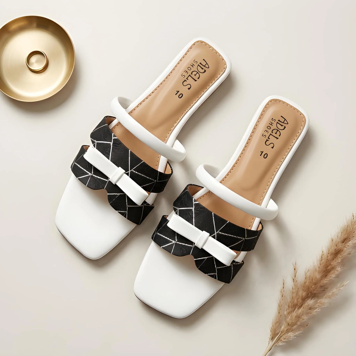 Noir Double Strap Slide - White