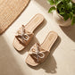 Pearl Accent Bow Slipper – Beige