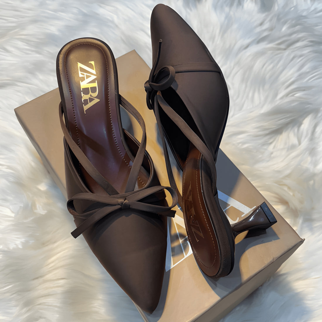 Premium Bow Knot Mules - Brown
