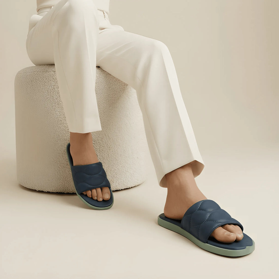 Quilted Blue Strap Slide