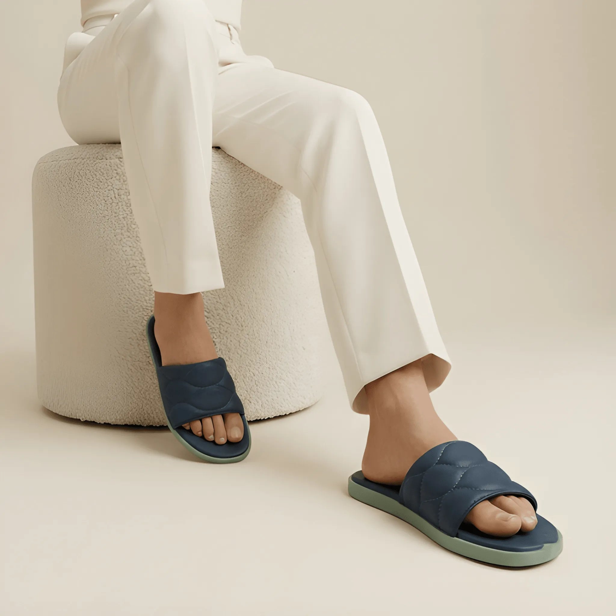 Quilted Blue Strap Slide