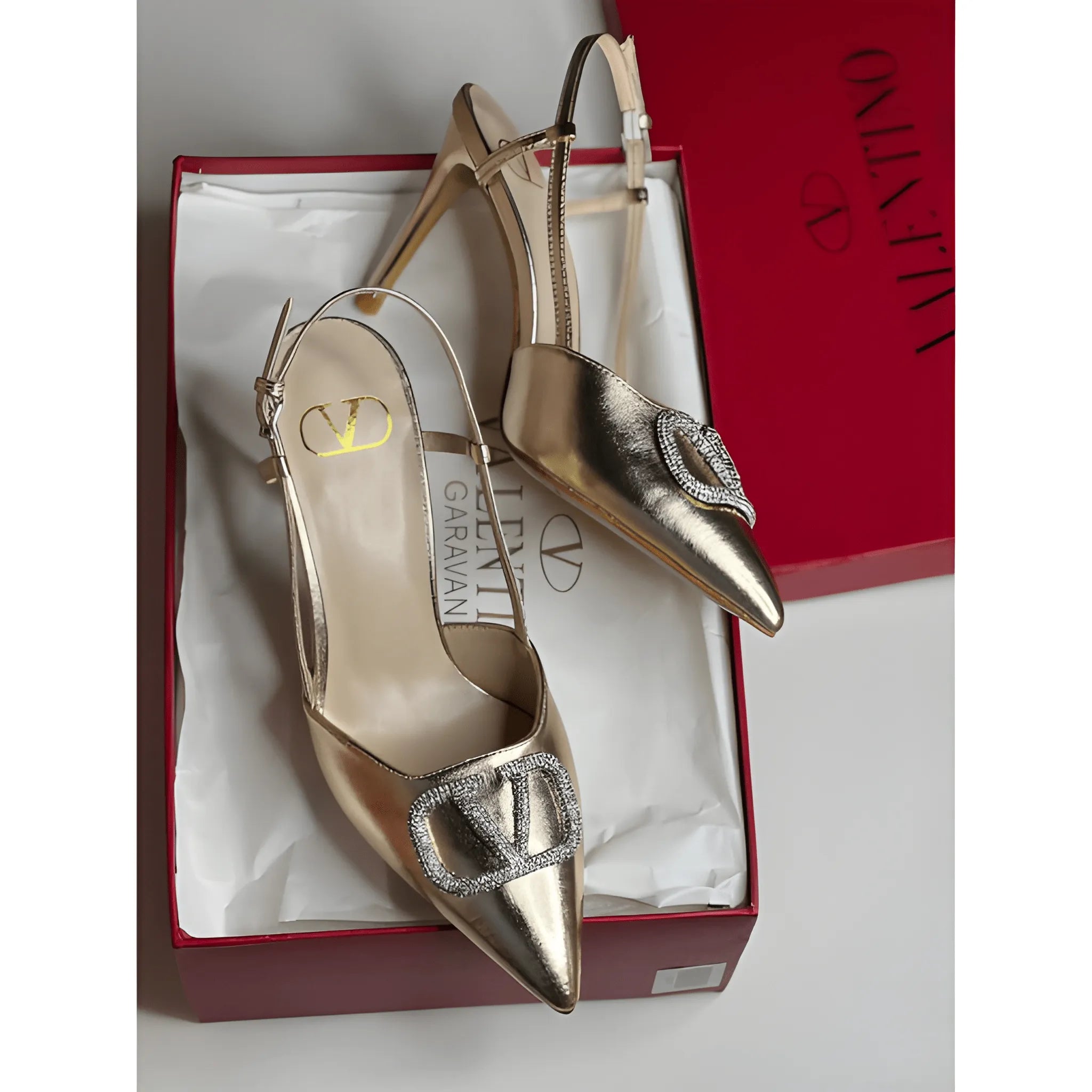 Rockstud Inspired Heel - Gold