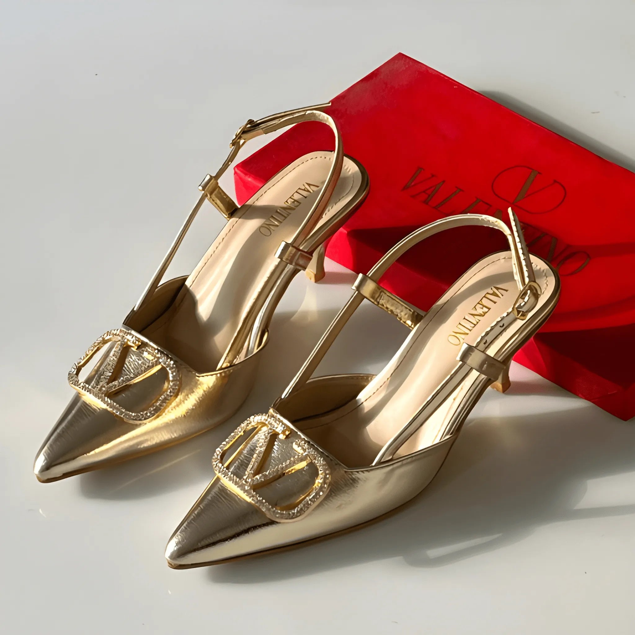 Rockstud Inspired Heel - Gold