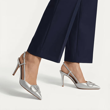 Rockstud Inspired Heel - Silver