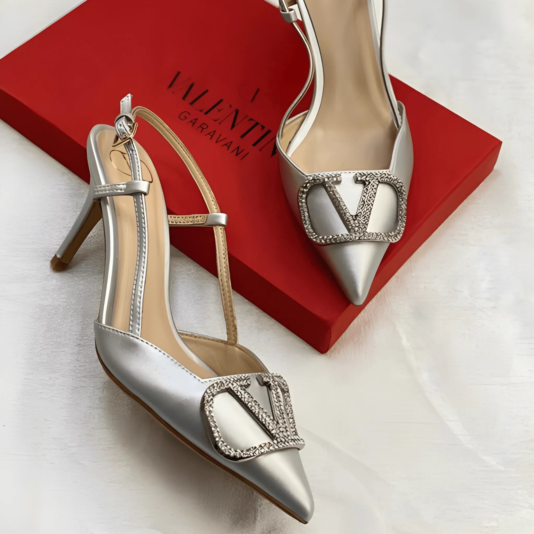 Rockstud Inspired Heel - Silver