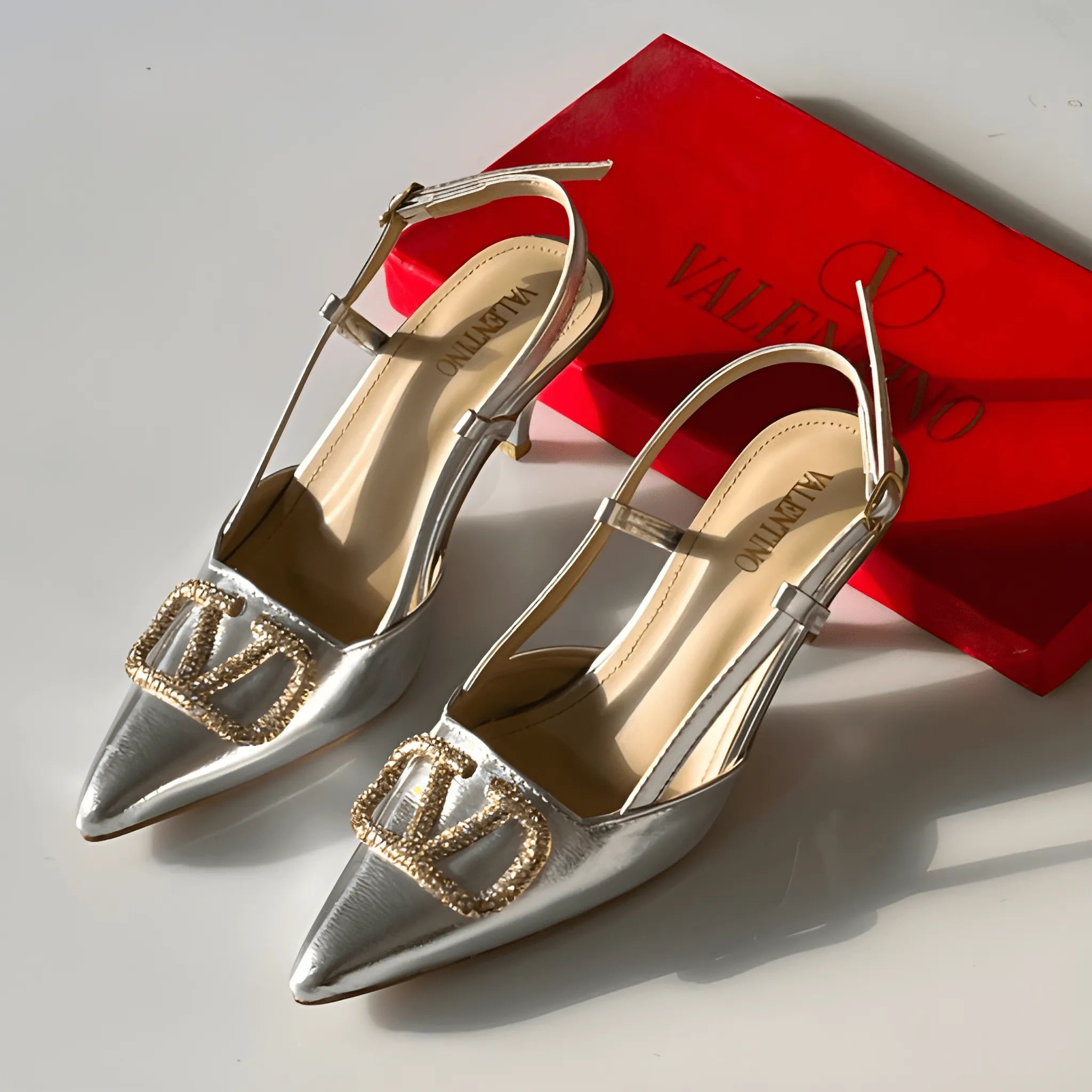 Rockstud Inspired Heel - Silver