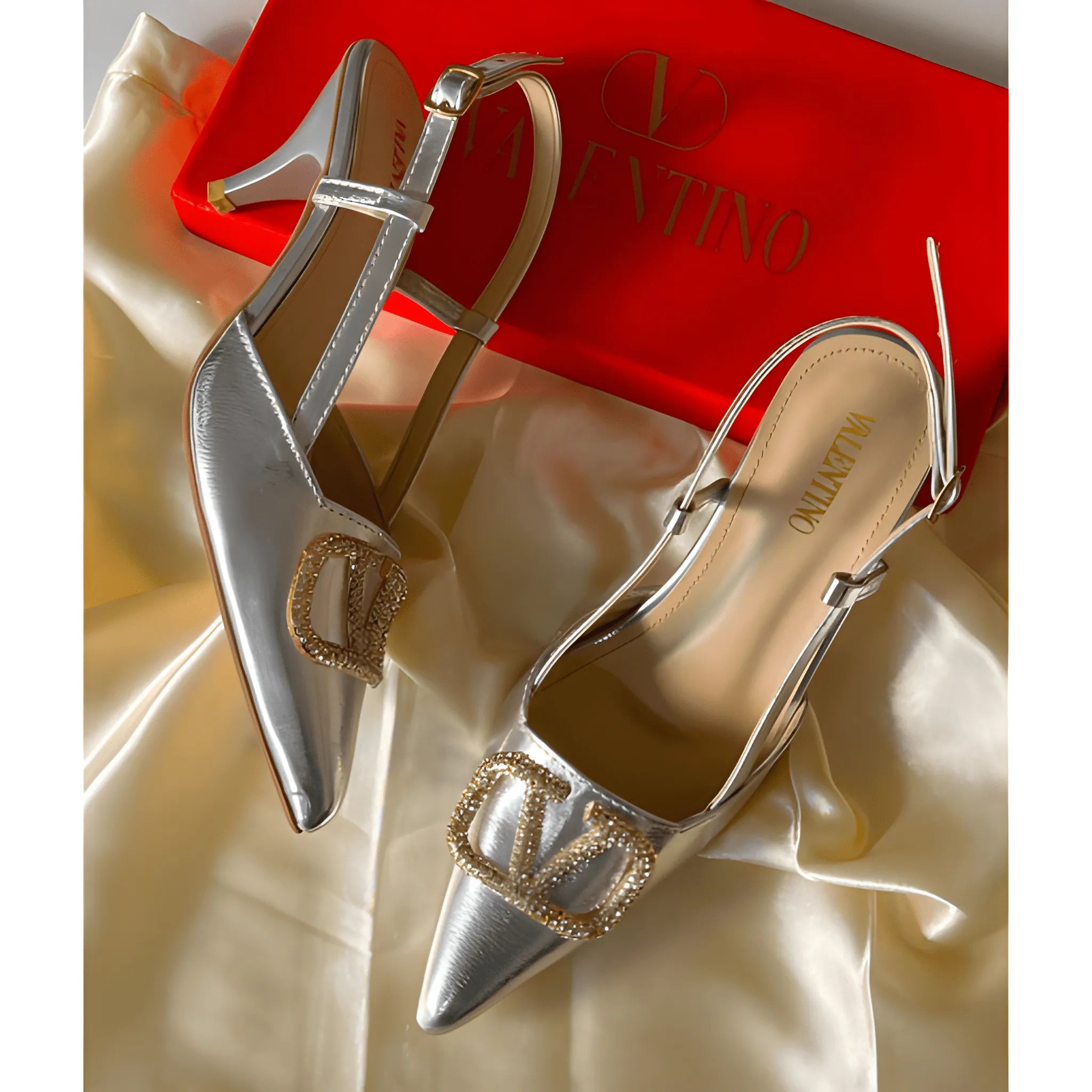 Rockstud Inspired Heel - Silver