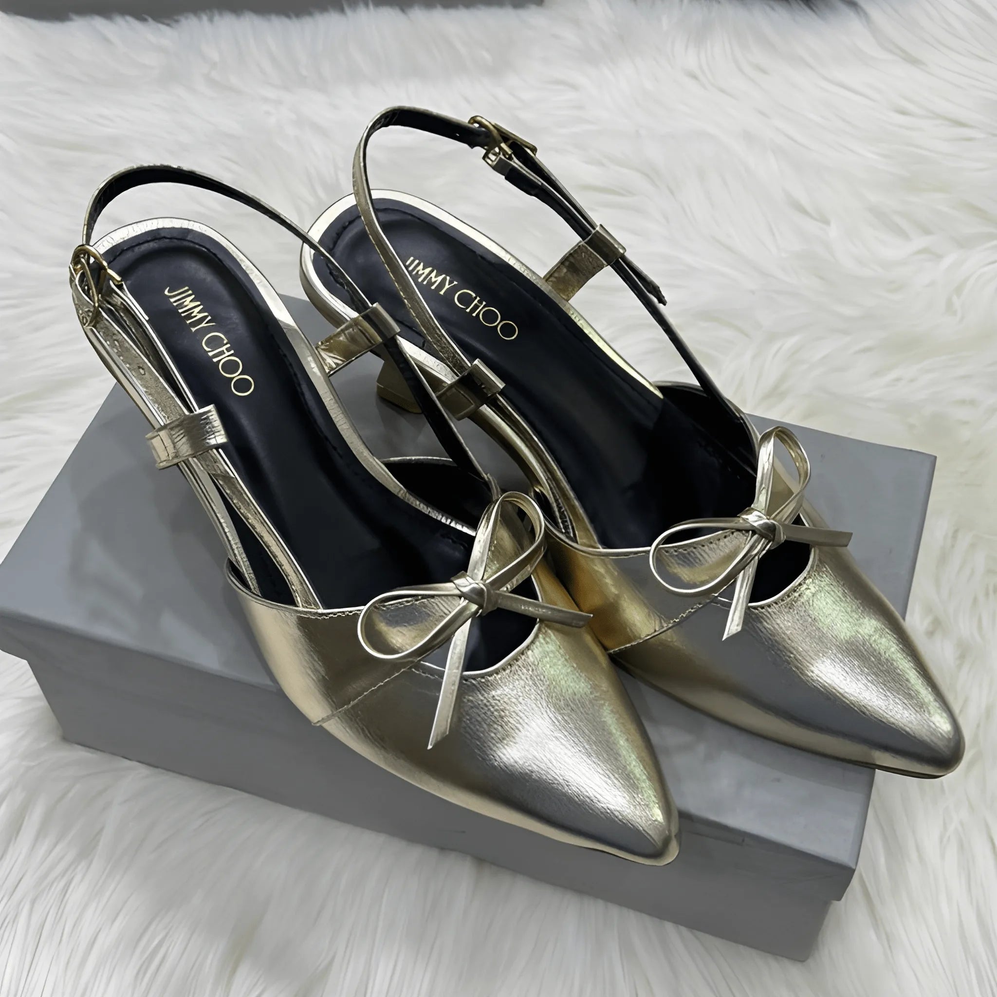 Runway Inspired Tie Heel - Silver