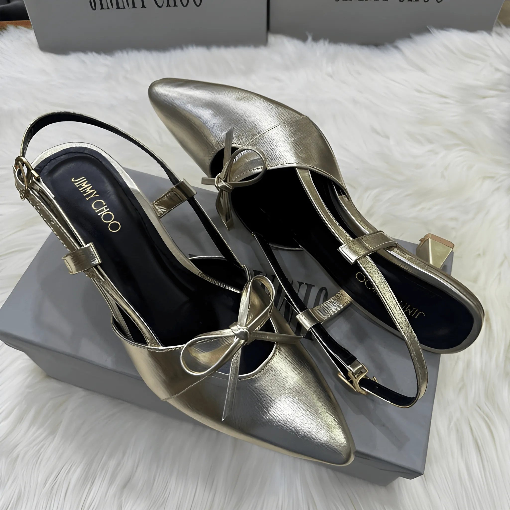 Runway Inspired Tie Heel - Silver