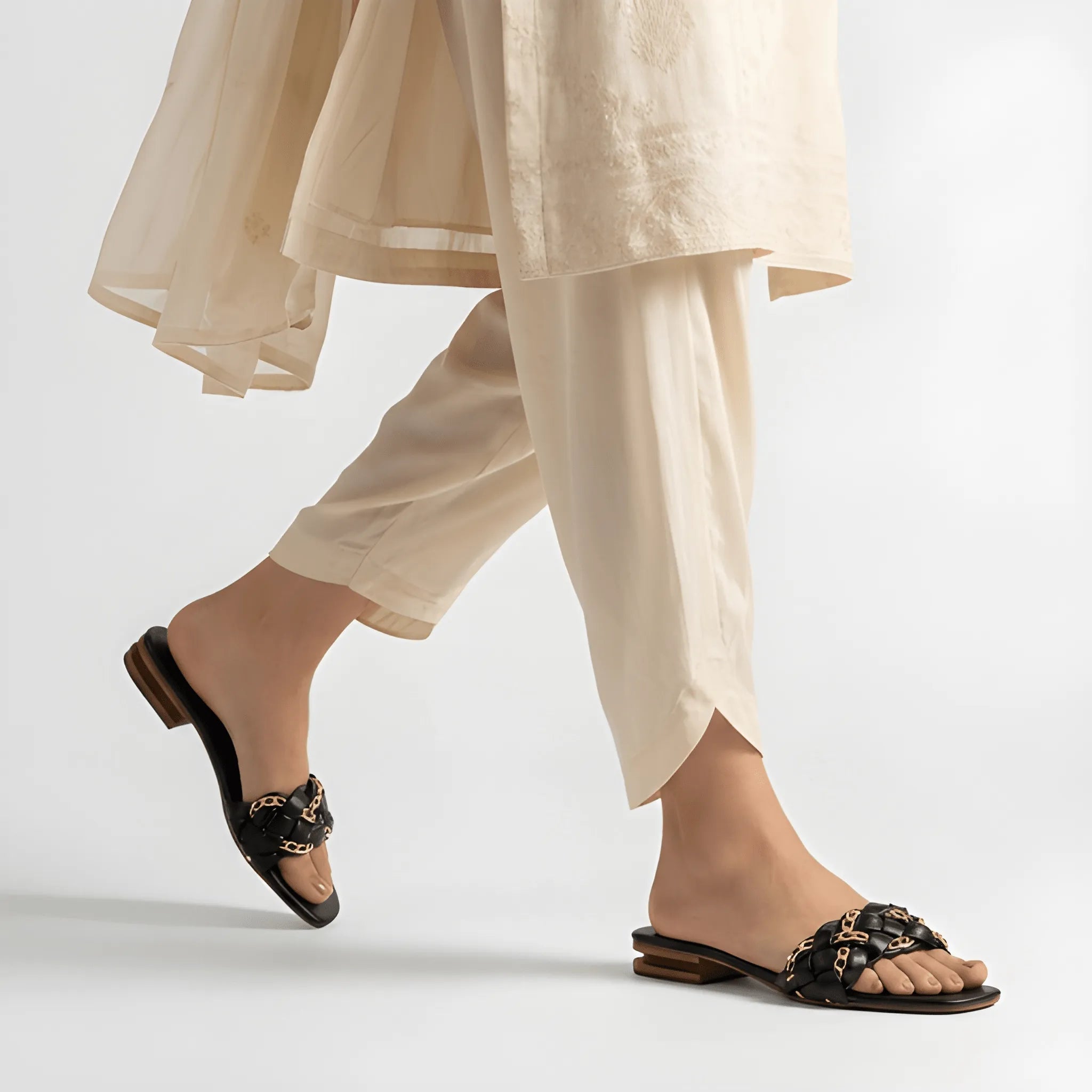 Satin Lounge Slipper - Black