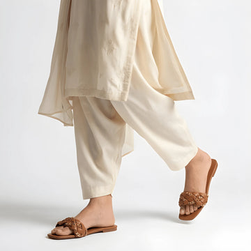 Satin Lounge Slipper - Brown