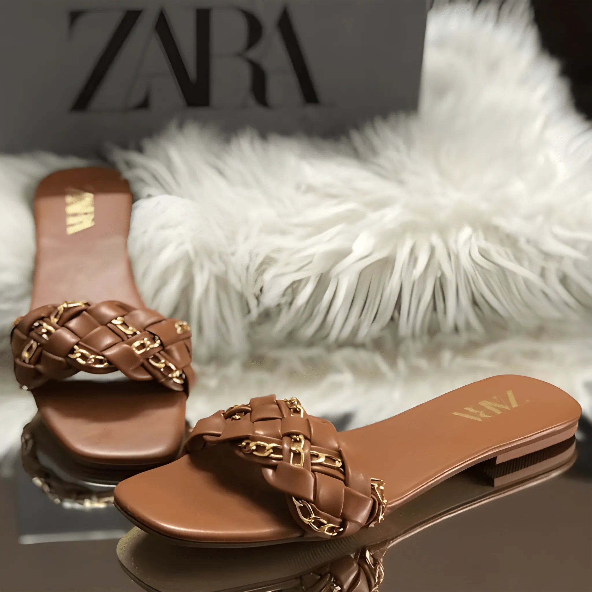 Satin Lounge Slipper - Brown