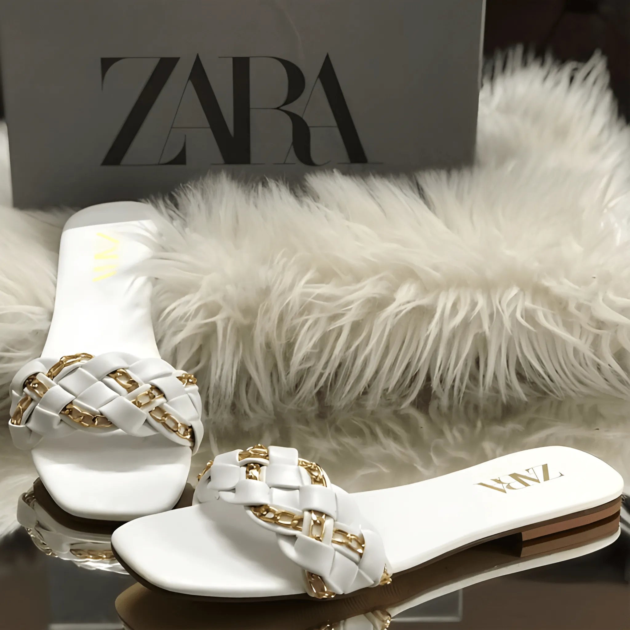 Satin Lounge Slipper - White