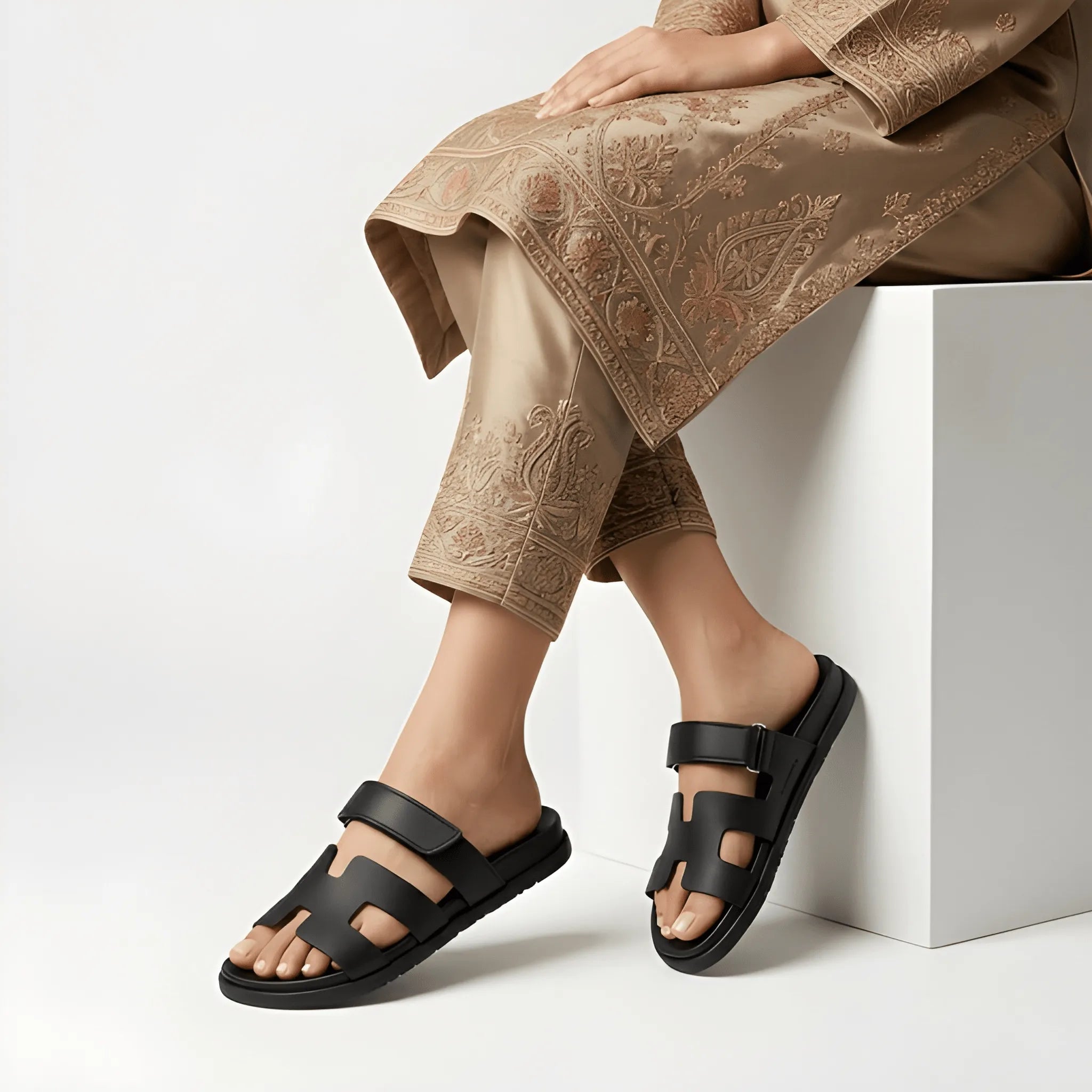 Sculpted Anatomical Sandal - Black