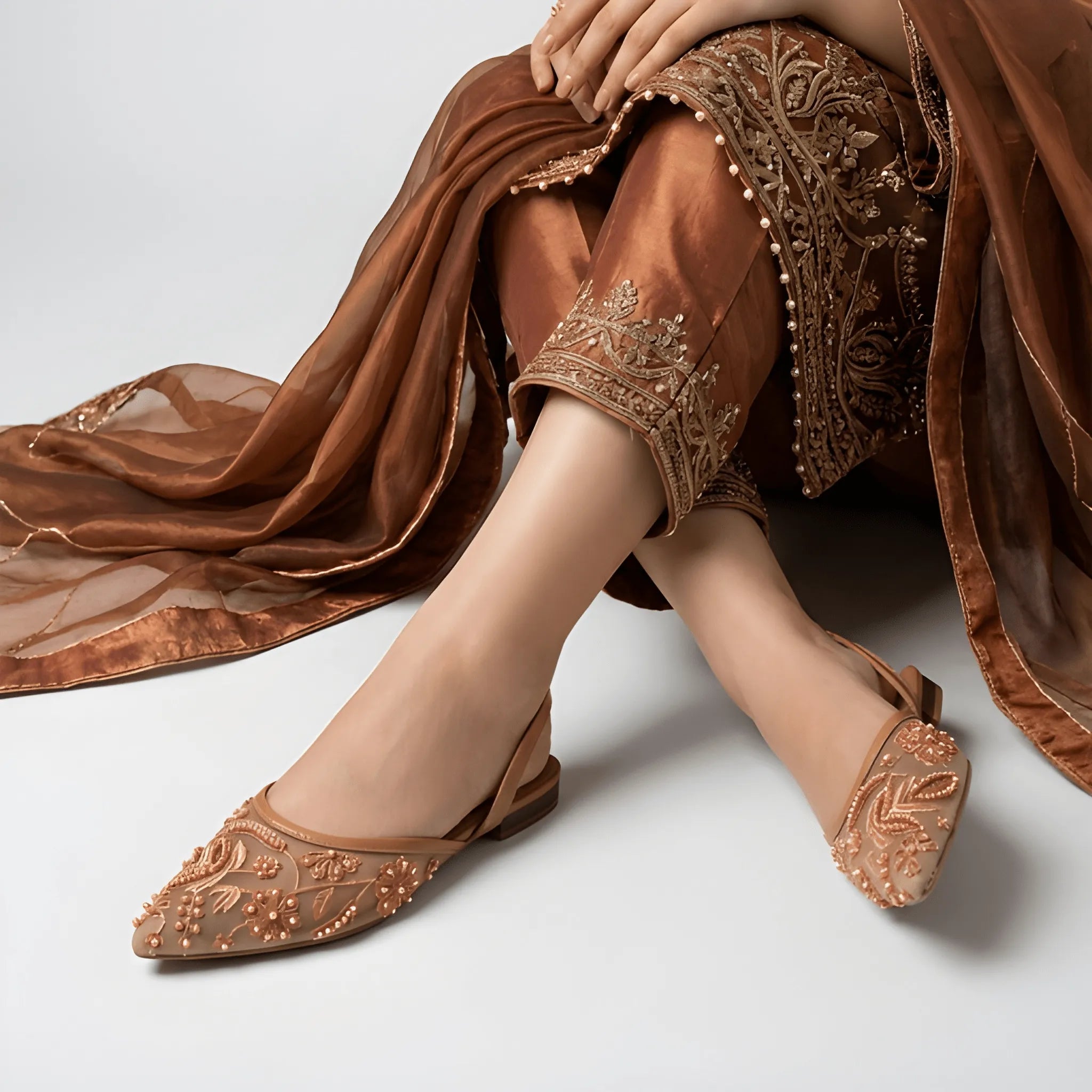 Sheer Elegance Flat Pump - Brown
