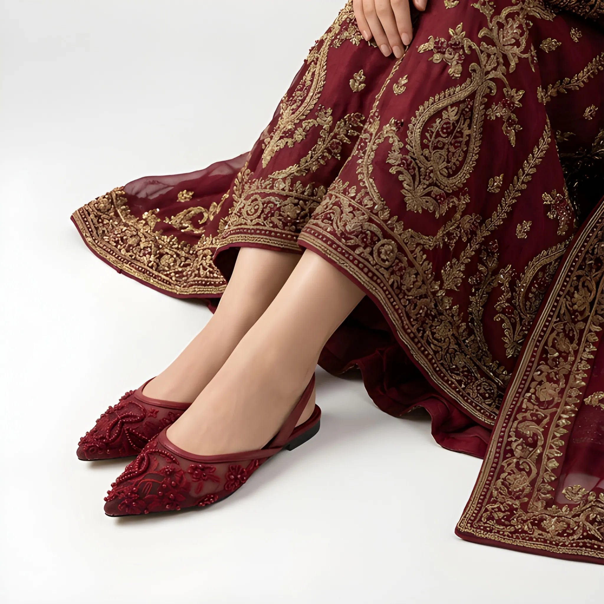 Sheer Elegance Flat Pump - Red