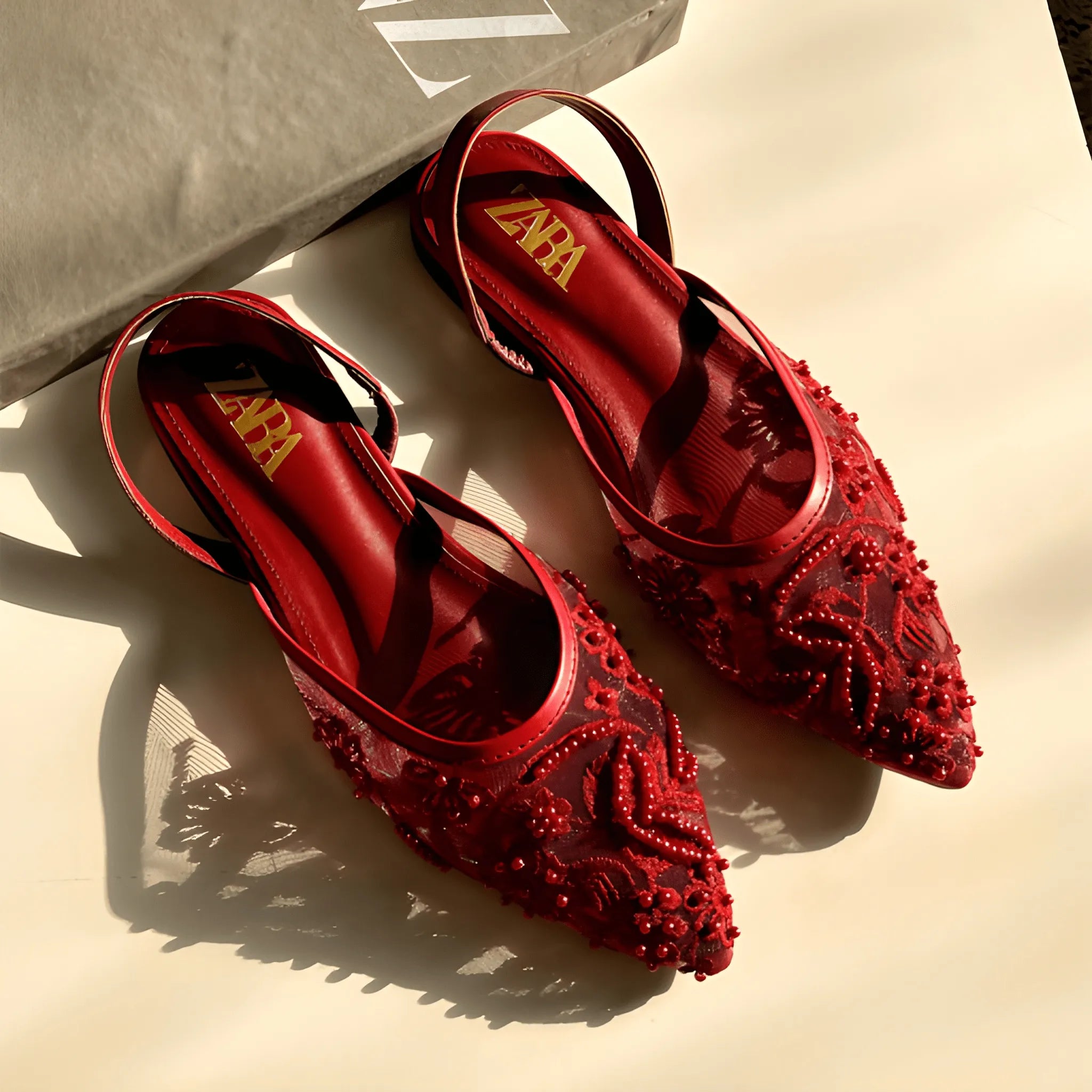 Sheer Elegance Flat Pump - Red