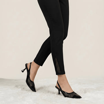 Sheer Mesh Pointed Heel - Black