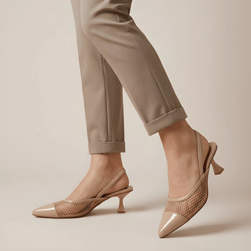 Sheer Mesh Pointed Heel - Skin