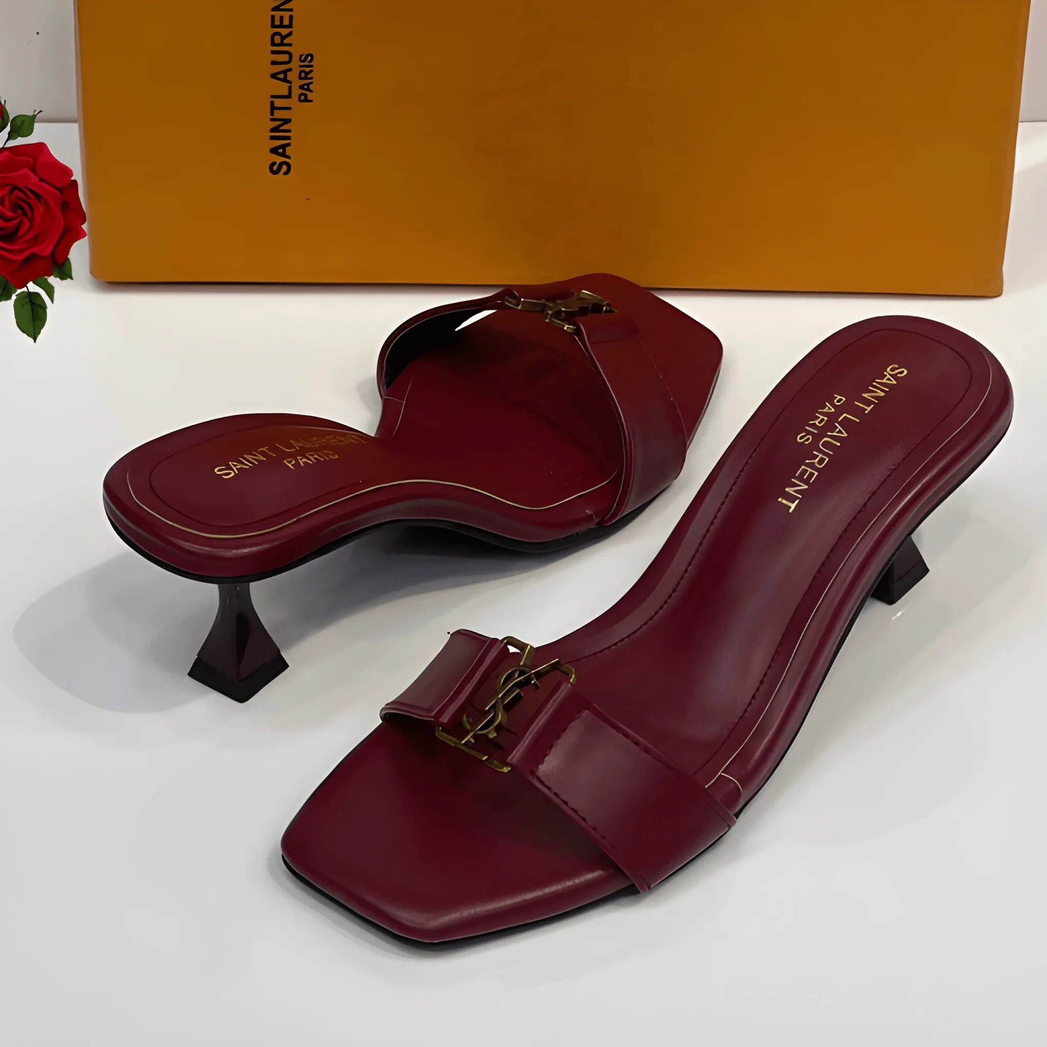 Slim Point Kitten Heel - Maroon