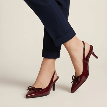 Soft Glam Bow Heel - Maroon