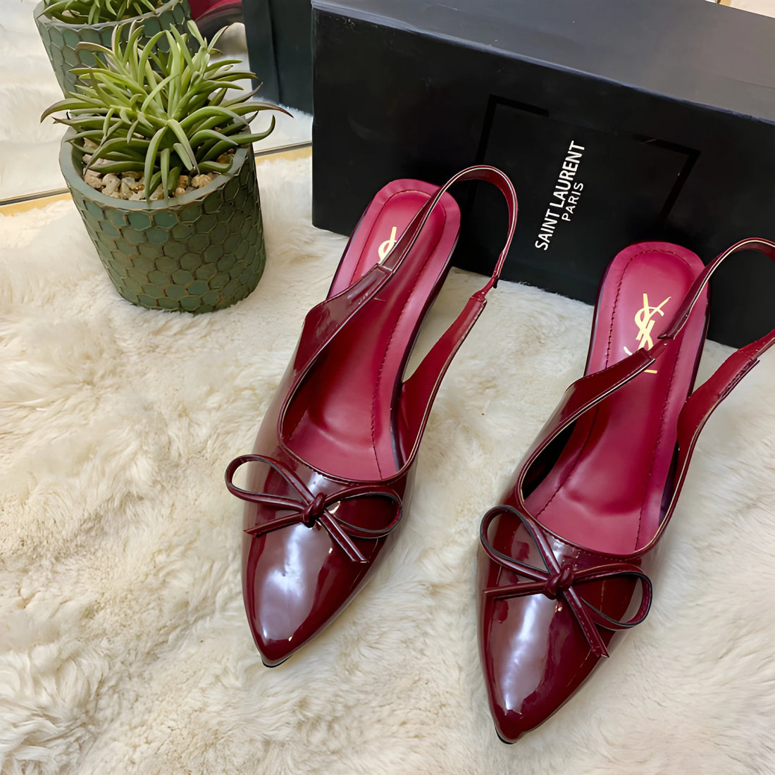 Soft Glam Bow Heel - Maroon