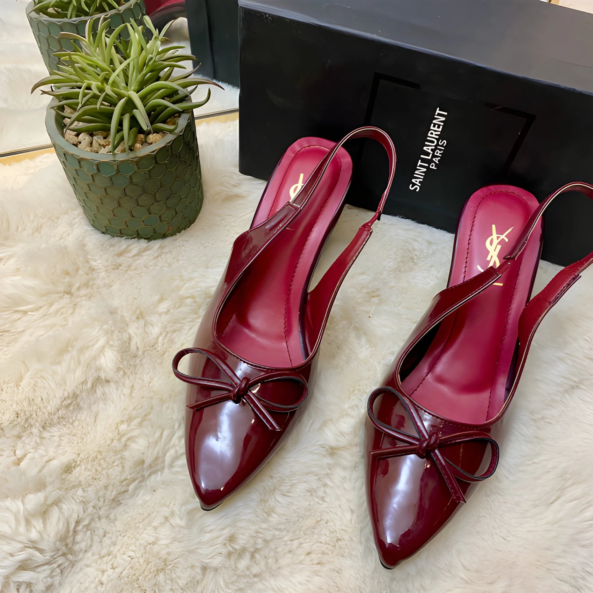 Soft Glam Bow Heel - Maroon