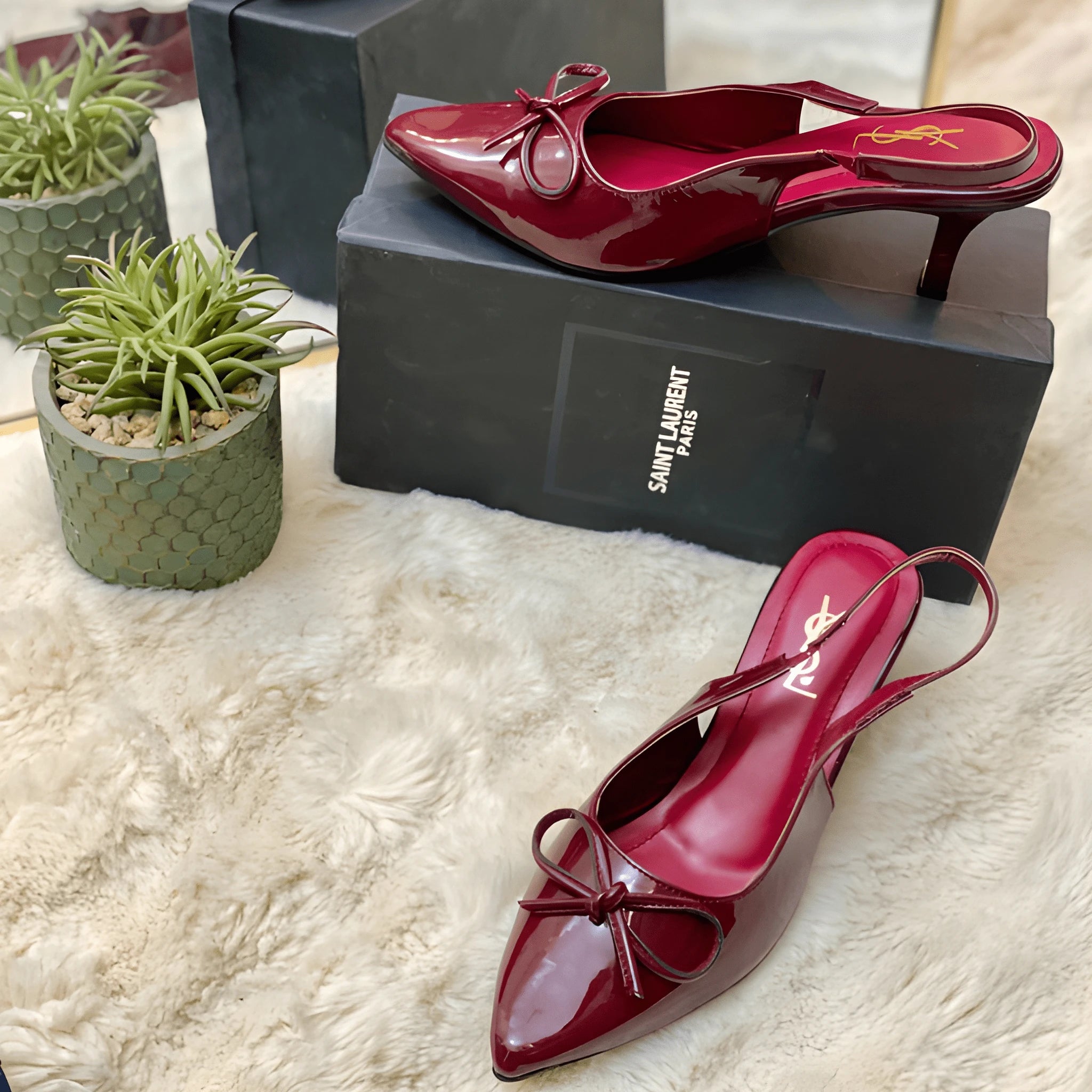Soft Glam Bow Heel - Maroon