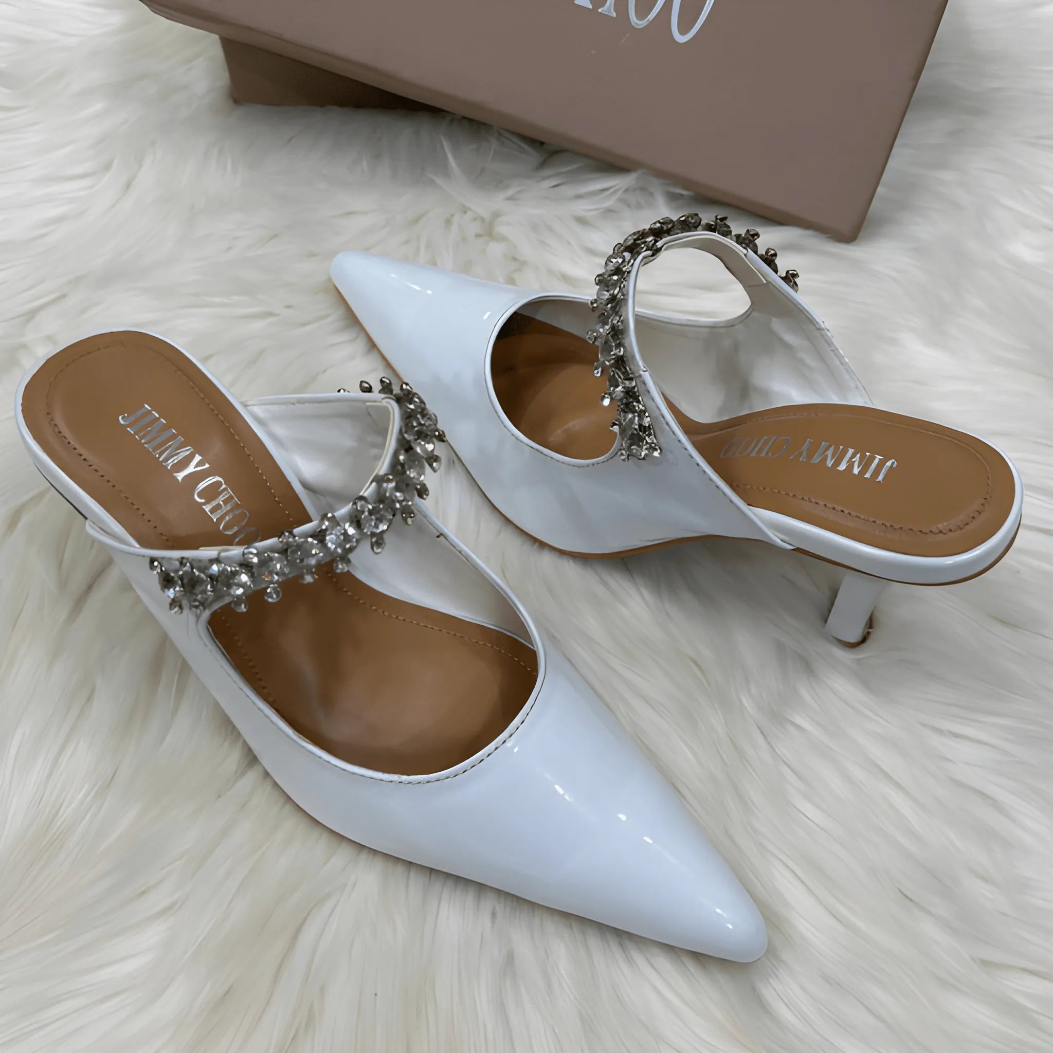 Sparkle Accent Heel - White