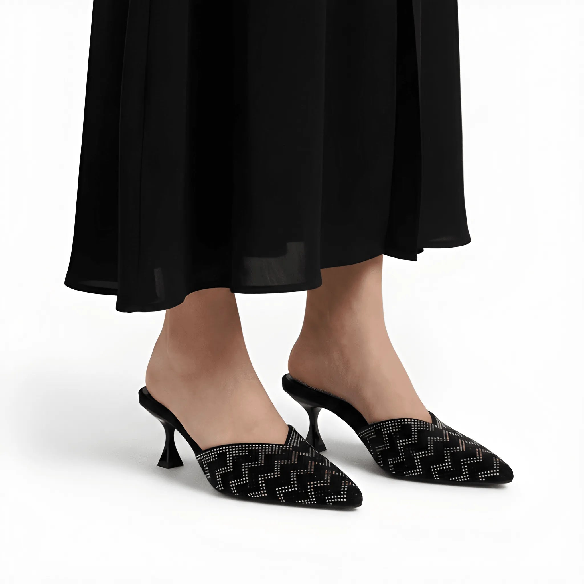 Stone Embellished Heel - Black