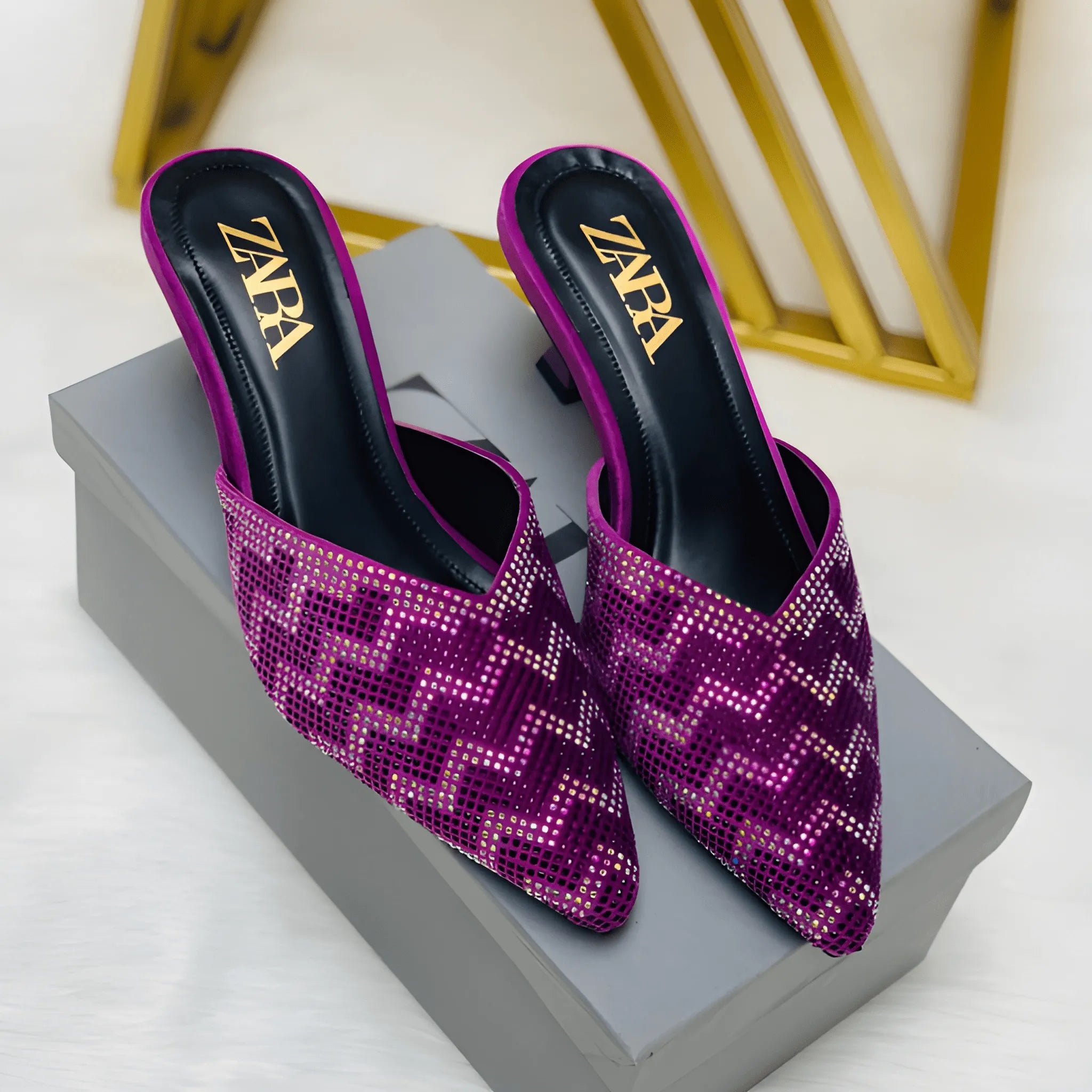 Stone Embellished Heel - Purple