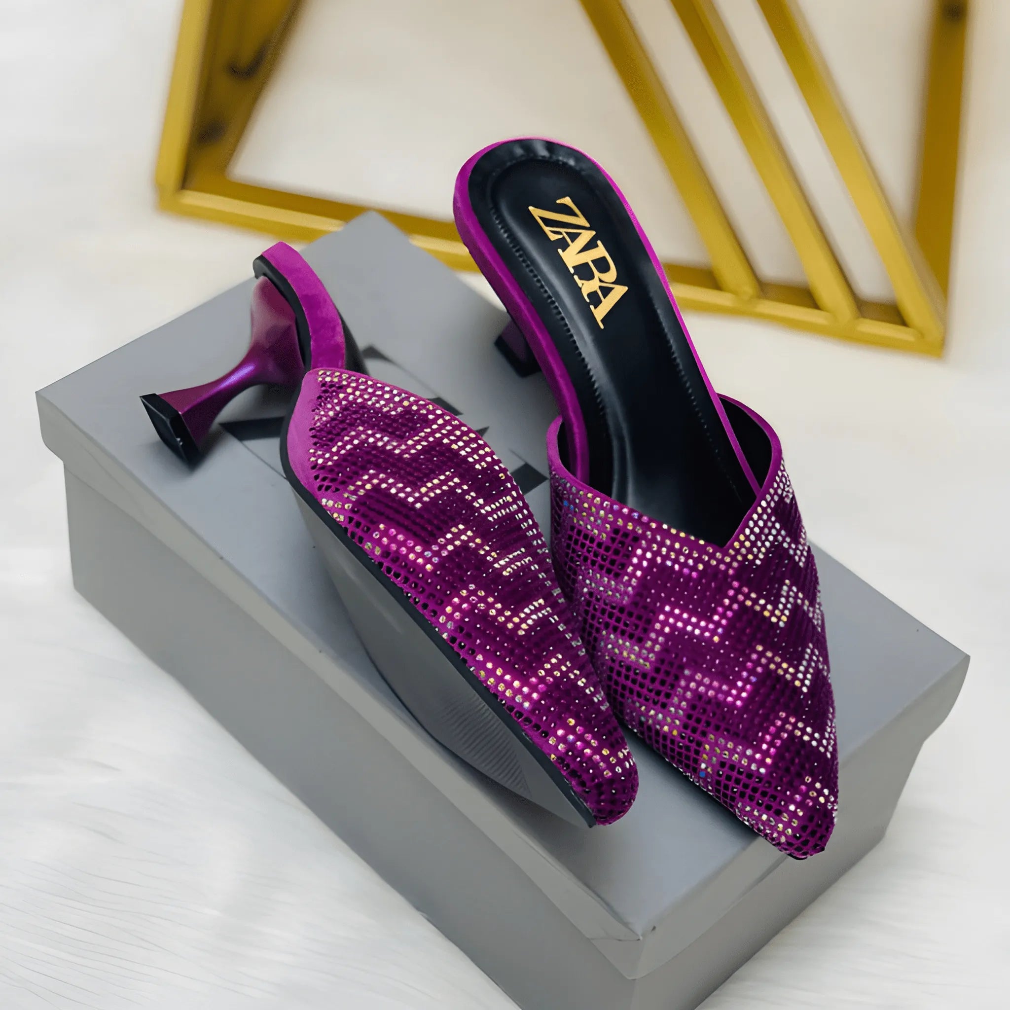 Stone Embellished Heel - Purple