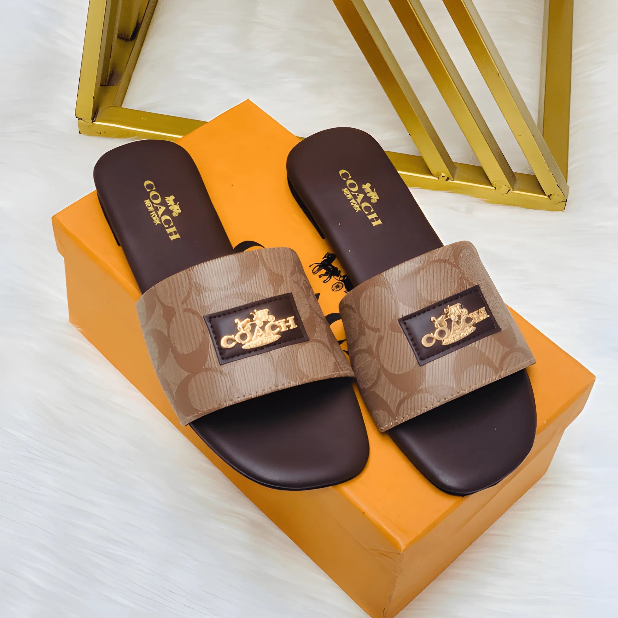 Stylish Flat Slide Slipper - Fawn