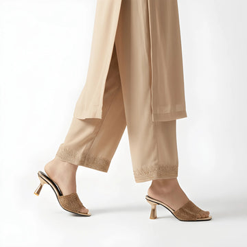 Stylish Party Wear Heel - Gold