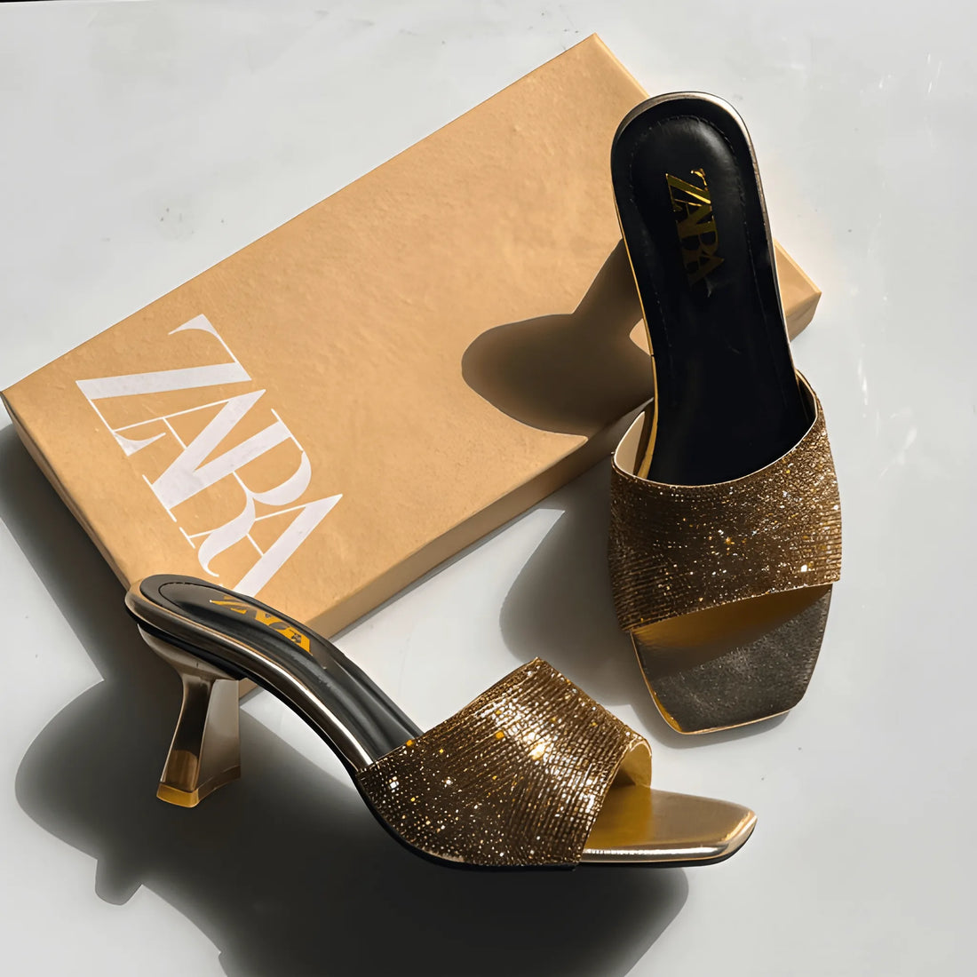 Stylish Party Wear Heel - Gold