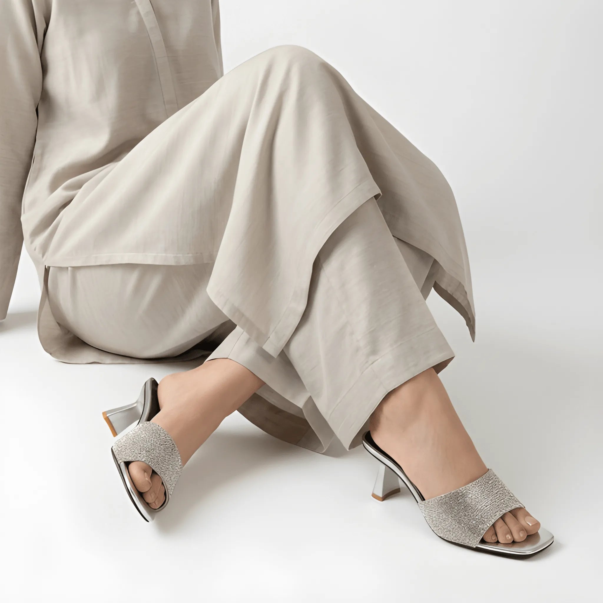 Stylish Party Wear Heel - Silver