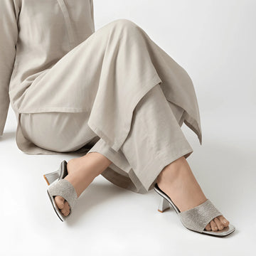 Stylish Party Wear Heel - Silver