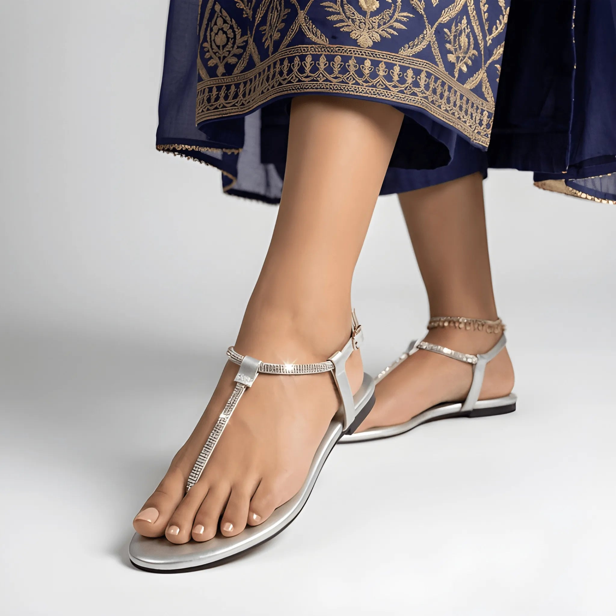 The Celestial Crystal Flat Slipper - Silver
