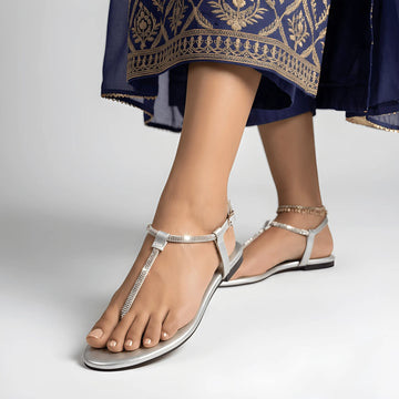 The Celestial Crystal Flat Slipper - Silver