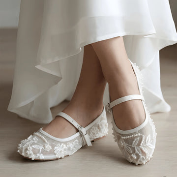 The Celestial Pearl Mesh Pump - White