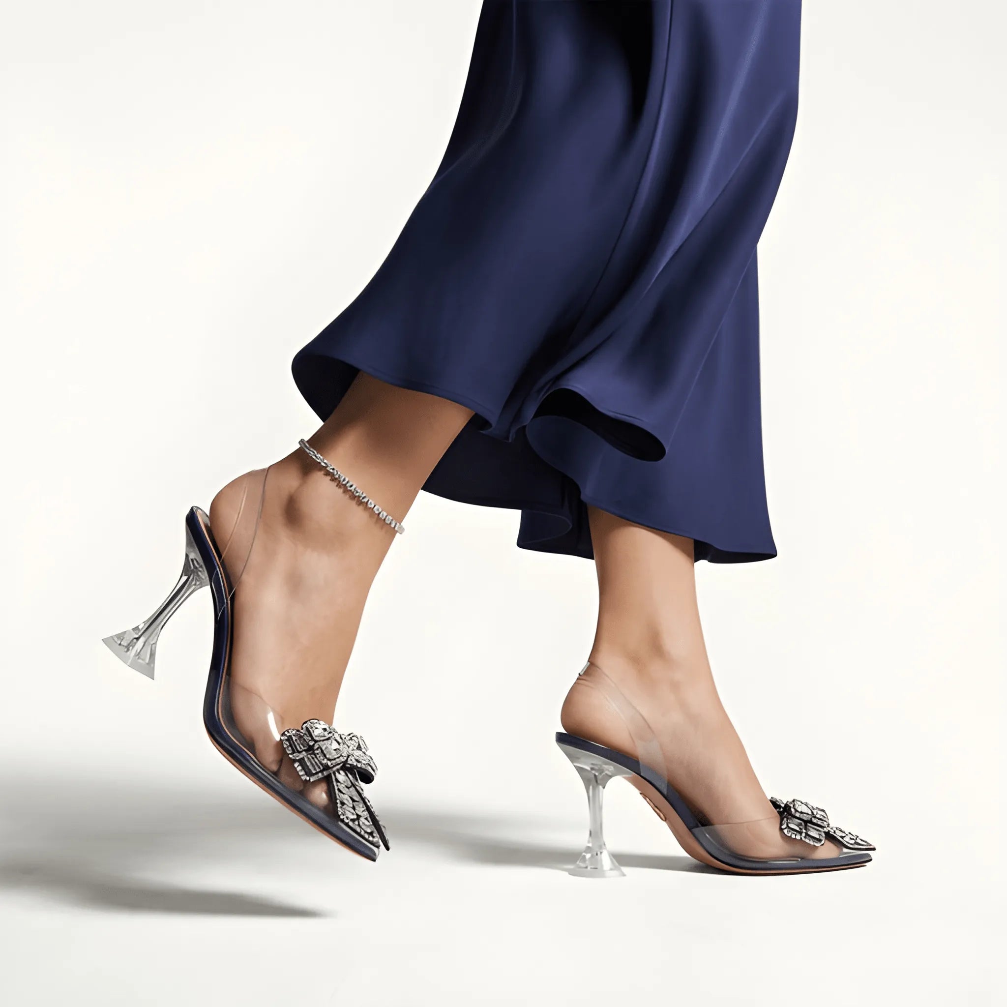 The Midnight Satin Heel - Black
