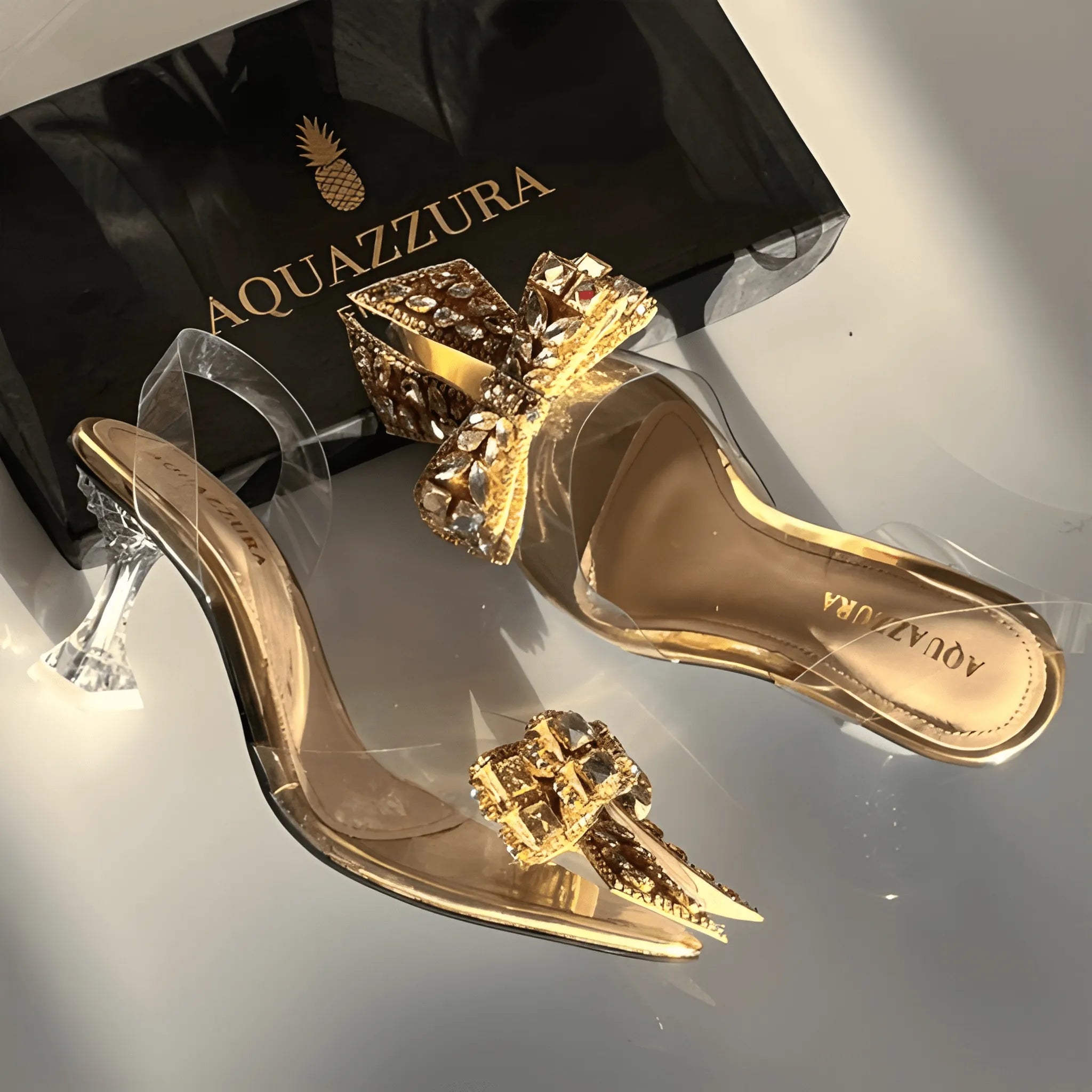 The Midnight Satin Heel - Gold