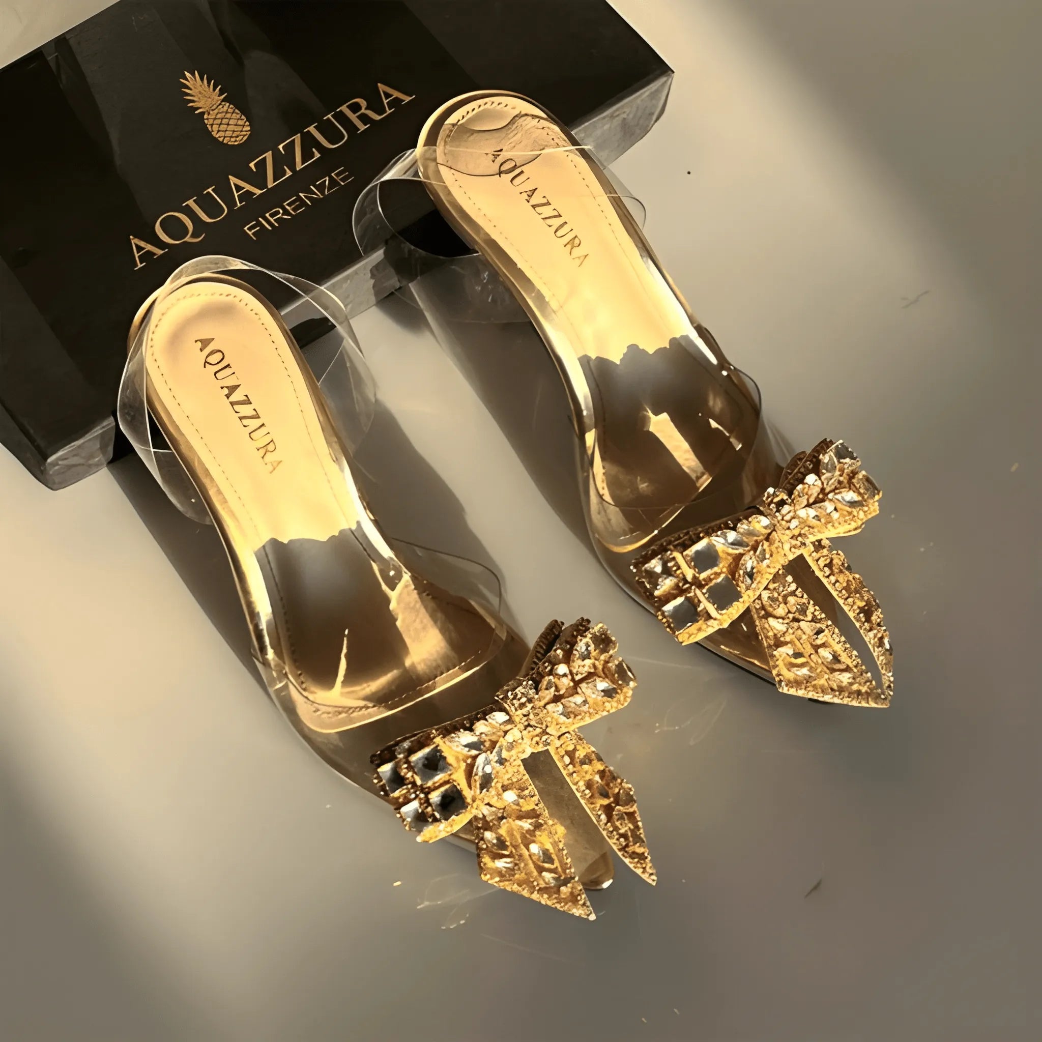 The Midnight Satin Heel - Gold