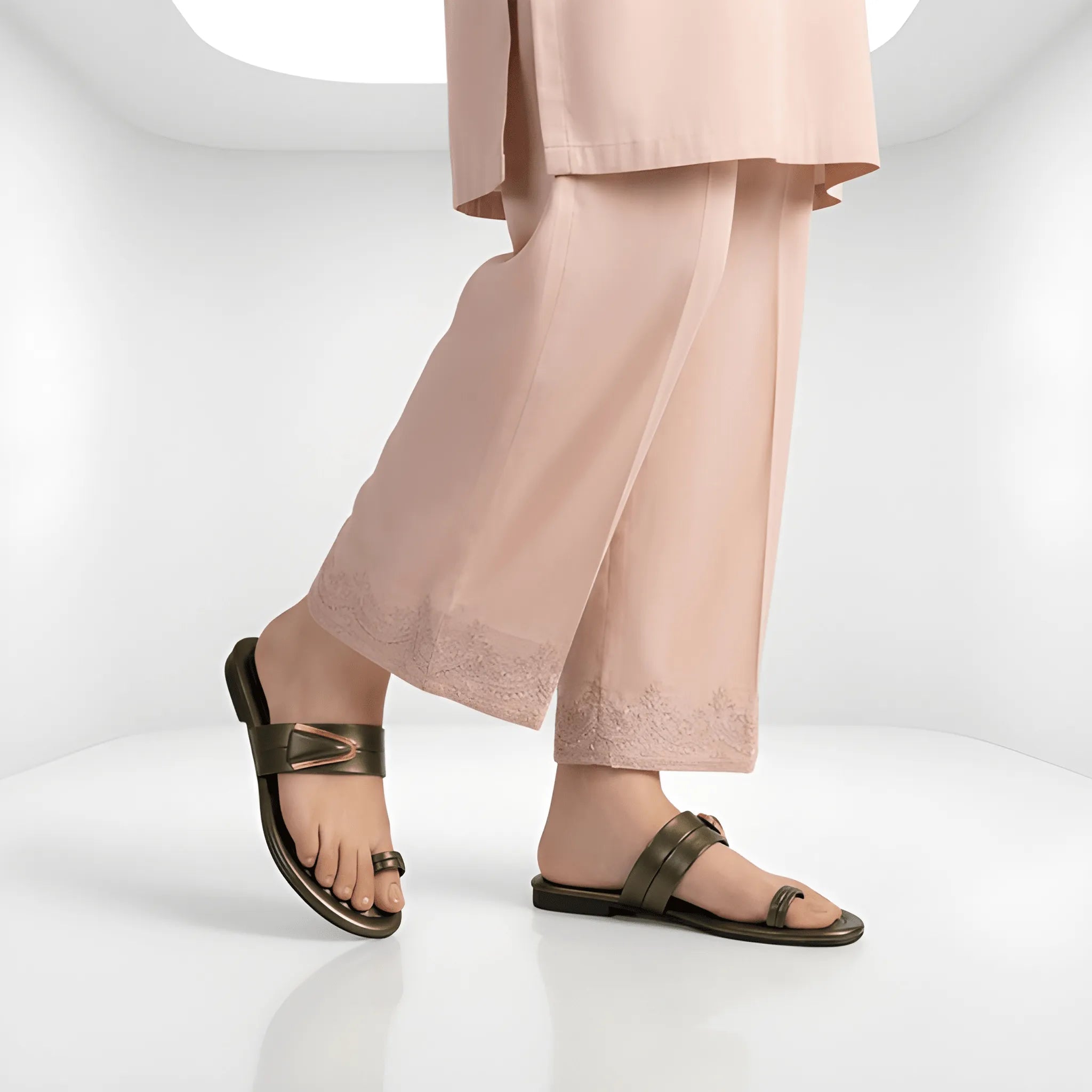 Toe Ring Flat Slipper - Green