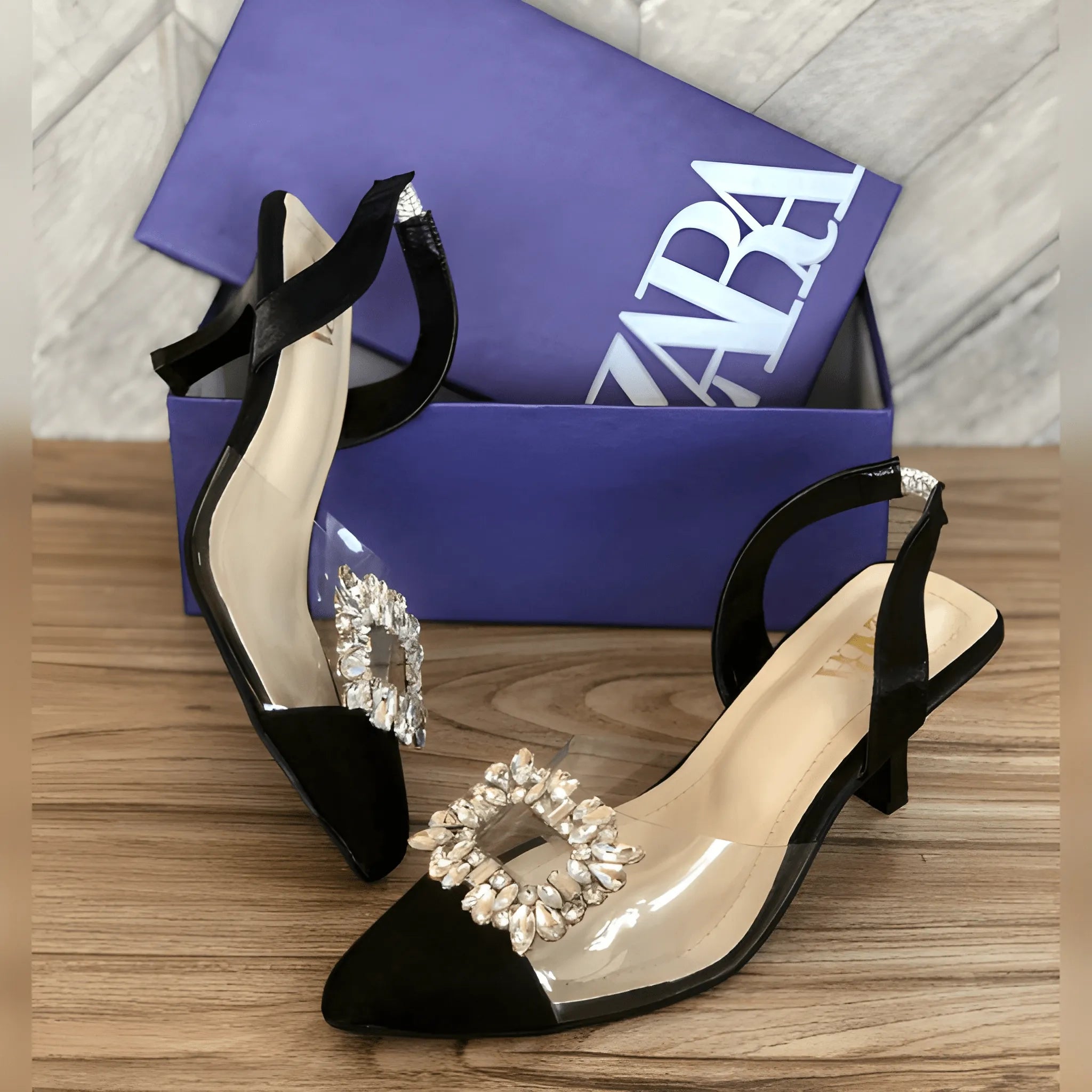 Transparent Kitten Heel - Black