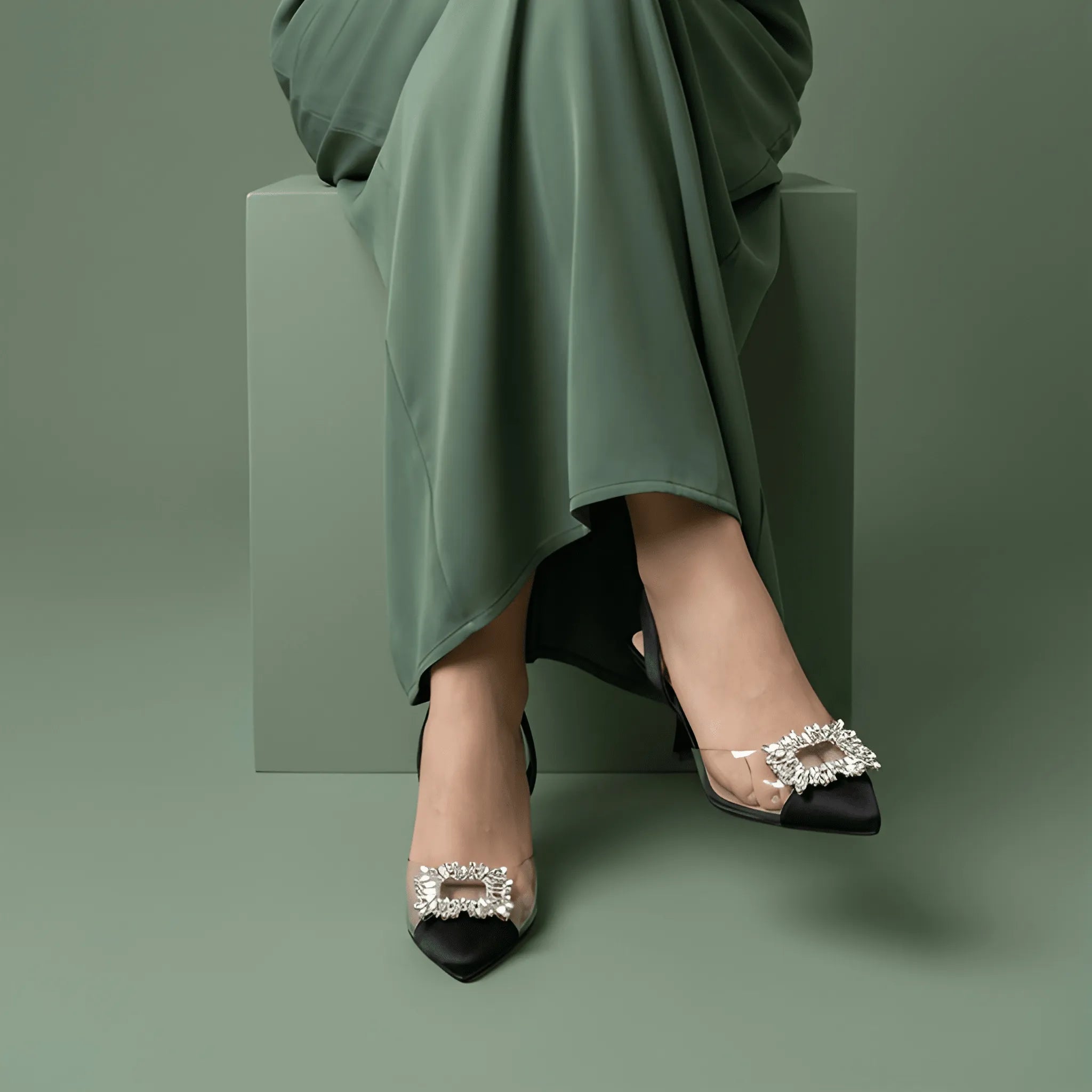 Transparent Kitten Heel - Black