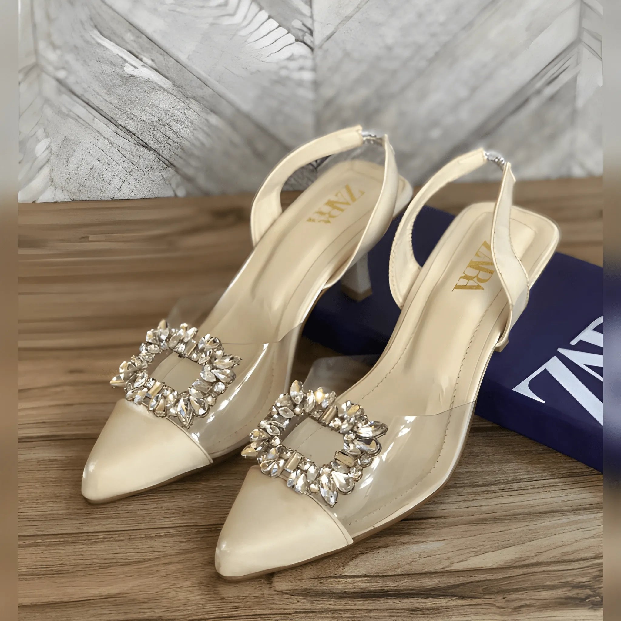 Transparent Kitten Heel - Fawn