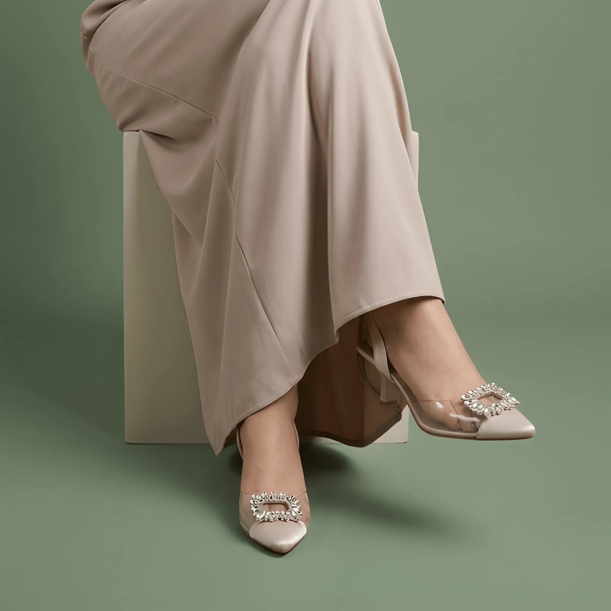 Transparent Kitten Heel - Fawn