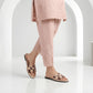Woven Floral Strap Slipper - Fawn